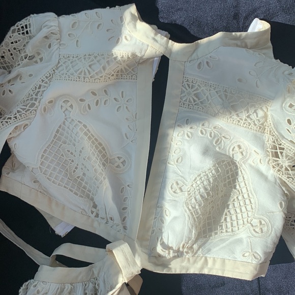 Zimmermann Dress Aliane Cutout Broderie Anglaise Lace Cotton Mini Ivory - Picture 12 of 13